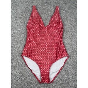 Vineyard Vines Tie Dye Lighthouse Red One-Piece Swimsuit Womens Sz Medium